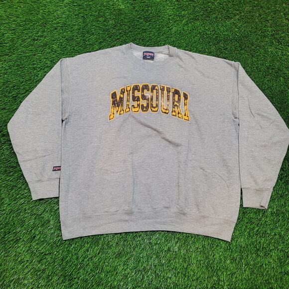 VTG 90s Jansport Mizzou Sweatshirt Mens XXL USA Made Tiger Print Letters - Picture 1 of 6